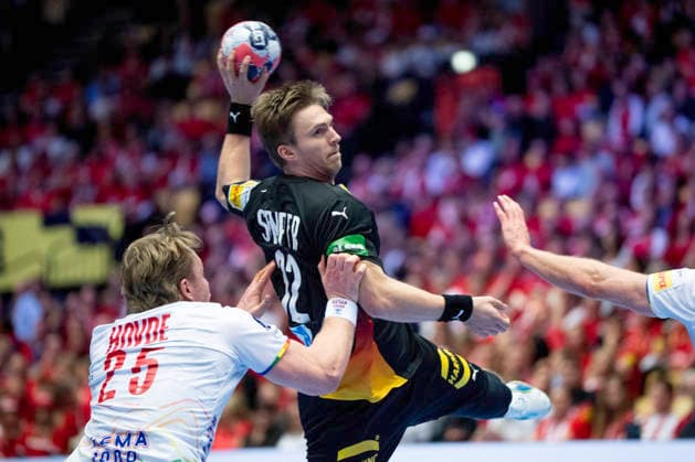 European Men s Handball Championship Germany Norway Germany s Marin Michalczik in action with Norway s Martin Hovde during the men s handball match between Germany and Norway in EHF Euro 2026 Group B at Jyske Bank Boxen in Herning, Saturday, January 24, 2026 Photo Bo Amstrup Ritzau Scanpix , Herning Denmark Mors  Copyright: BoxAmrstrupx xRitzauxScanpix BoxAmstrupx spdk20260124-212237-L
