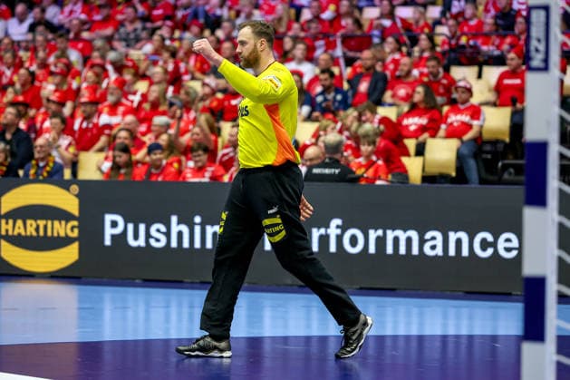 24 01 2026, Handball, Men s EHF EURO 2026, Germany Norway, Jyske Bank Boxen in Herning, Denmark, Main Round Andreas Wolff Germany 33 gesticulating on the pitch Denmark