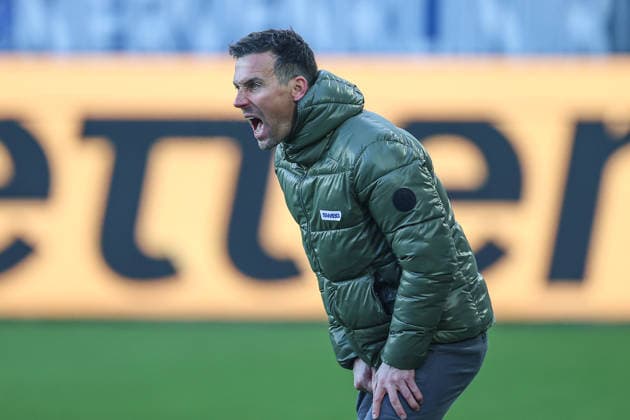 Christian Eichner Karlsruher SC, Head Coach bruellt an der Seitenlinie, Karlsruher SC vs Hertha BSC, 2 Bundesliga, 19 Spieltag, 2025 2026, 24 01 2026, DFL REGULATIONS PROHIBIT ANY USE OF PHOTOGRAPHS AS IMAGE SEQUENCES AND OR QUASI VIDEO, Karlsruher SC vs Hertha BSC, 2 Bundesliga, 19 Spieltag, 2025 2026, 24 01 2026 Karlsruhe Copyright: xEibner-Pressefoto JanxPrihodax EP_JPA