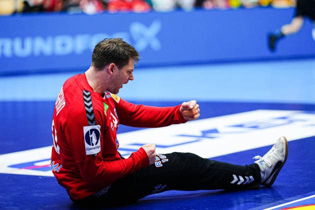 Cheering after Torbjoern Bergerud Norways save, 30 DEN, Germany vs Norway, Handball, EHF European Championship 2026, Main Round, Matchday 2, 24 01 2026 DEN, Germany vs Norway, Handball, EHF European Championship 2026, Main Round, Matchday 2, 24 01 2026 Herning Copyright: xEibner-Pressefoto MarcelxvonxFehrnx EP_MFN