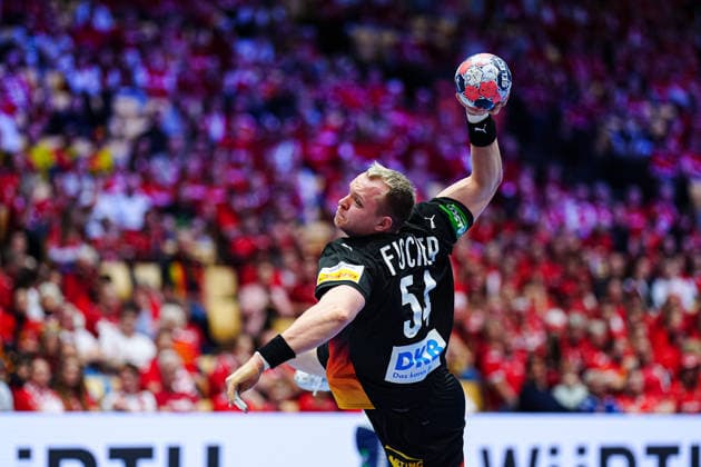 Throw Goal Justus Fischer Germany, 54 DEN, Germany vs Norway, Handball, EHF European Championship 2026, Main Round, Matchday 2, 24 01 2026 DEN, Germany vs Norway, Handball, EHF European Championship 2026, Main Round, Matchday 2, 24 01 2026 Herning Copyright: xEibner-Pressefoto MarcelxvonxFehrnx EP_MFN