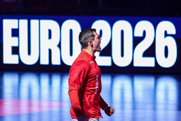 11Lauge, Rasmus in action Match between SPAIN VS DENMARK valid for Men s EHF EURO 2026 at Jyske Bank Boxen in Herning on 24 January 2026. Herning Jyske Bank Boxen Herning Denmark Copyright: xIMAGOx xPRIMExSPORTSxIMAGESx xANGELOxMOREIRAx