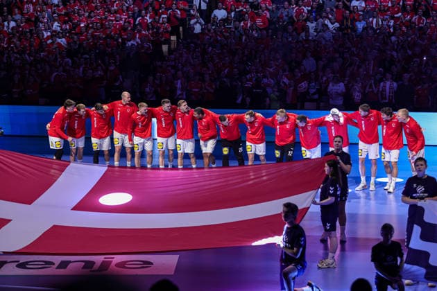DENMARK in action Match between SPAIN VS DENMARK valid for Men s EHF EURO 2026 at Jyske Bank Boxen in Herning on 24 January 2026. Herning Jyske Bank Boxen Herning Denmark Copyright: xIMAGOx xPRIMExSPORTSxIMAGESx xANGELOxMOREIRAx