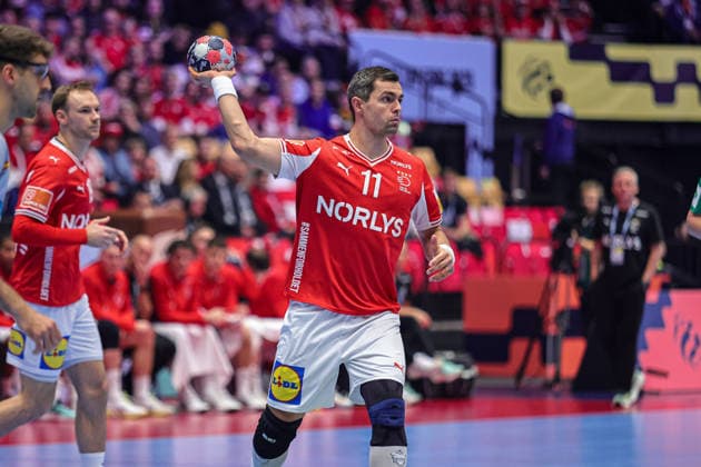 11Lauge, Rasmus in action Match between SPAIN VS DENMARK valid for Men s EHF EURO 2026 at Jyske Bank Boxen in Herning on 24 January 2026. Herning Jyske Bank Boxen Herning Denmark Copyright: xIMAGOx xPRIMExSPORTSxIMAGESx xANGELOxMOREIRAx