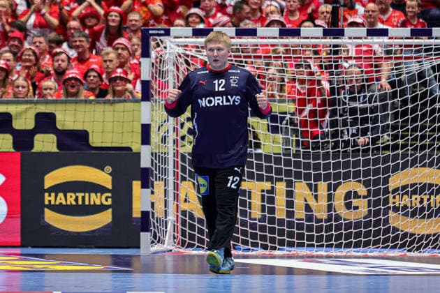 12Nielsen, Emil in action Match between SPAIN VS DENMARK valid for Men s EHF EURO 2026 at Jyske Bank Boxen in Herning on 24 January 2026. Herning Jyske Bank Boxen Herning Denmark Copyright: xIMAGOx xPRIMExSPORTSxIMAGESx xANGELOxMOREIRAx