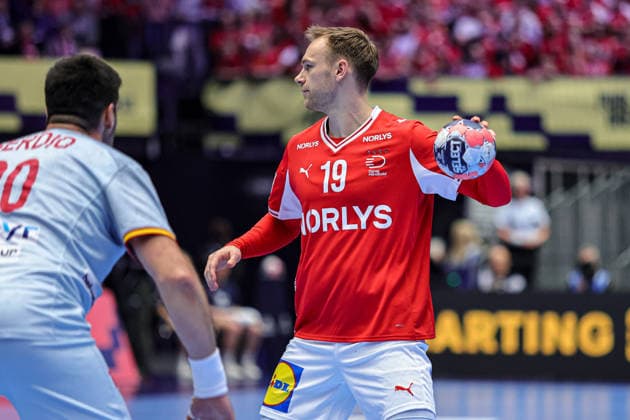 19Gidsel, Mathias in action Match between SPAIN VS DENMARK valid for Men s EHF EURO 2026 at Jyske Bank Boxen in Herning on 24 January 2026. Herning Jyske Bank Boxen Herning Denmark Copyright: xIMAGOx xPRIMExSPORTSxIMAGESx xANGELOxMOREIRAx