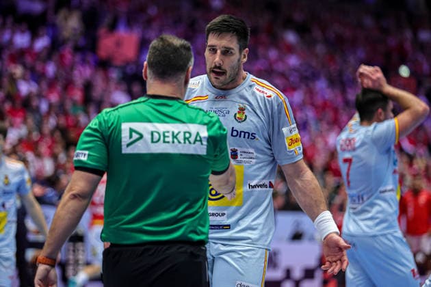 20Serdio, Abel in action Match between SPAIN VS DENMARK valid for Men s EHF EURO 2026 at Jyske Bank Boxen in Herning on 24 January 2026. Herning Jyske Bank Boxen Herning Denmark Copyright: xIMAGOx xPRIMExSPORTSxIMAGESx xANGELOxMOREIRAx