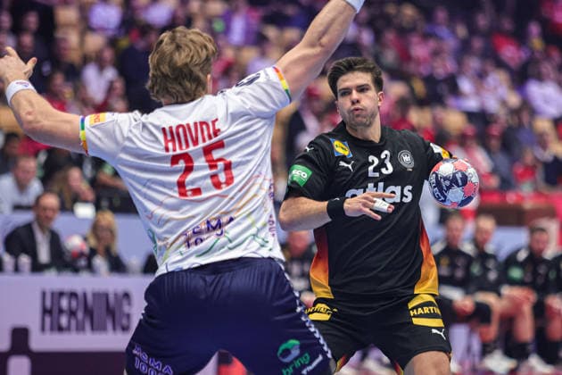 23UÅ¡Äins, RenÄrs in action Match between NORWAY VS GERMANY valid for Men s EHF EURO 2026 at Jyske Bank Boxen in Herning on 24 January 2026. Herning Jyske Bank Boxen Herning Denmark Copyright: xIMAGOx xPRIMExSPORTSxIMAGESx xANGELOxMOREIRAx