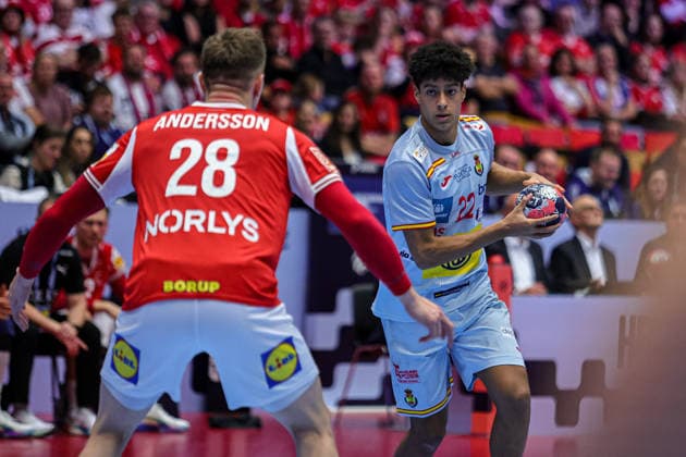 22Fis, Marcos in action Match between SPAIN VS DENMARK valid for Men s EHF EURO 2026 at Jyske Bank Boxen in Herning on 24 January 2026. Herning Jyske Bank Boxen Herning Denmark Copyright: xIMAGOx xPRIMExSPORTSxIMAGESx xANGELOxMOREIRAx