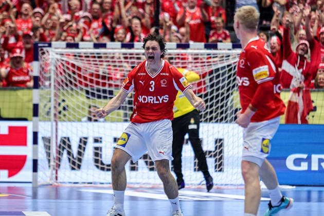 3Kirkelokke, Niclas in action Match between SPAIN VS DENMARK valid for Men s EHF EURO 2026 at Jyske Bank Boxen in Herning on 24 January 2026. Herning Jyske Bank Boxen Herning Denmark Copyright: xIMAGOx xPRIMExSPORTSxIMAGESx xANGELOxMOREIRAx