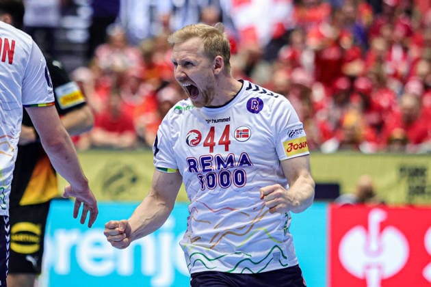 44Gulliksen, Kevin in action Match between NORWAY VS GERMANY valid for Men s EHF EURO 2026 at Jyske Bank Boxen in Herning on 24 January 2026. Herning Jyske Bank Boxen Herning Denmark Copyright: xIMAGOx xPRIMExSPORTSxIMAGESx xANGELOxMOREIRAx