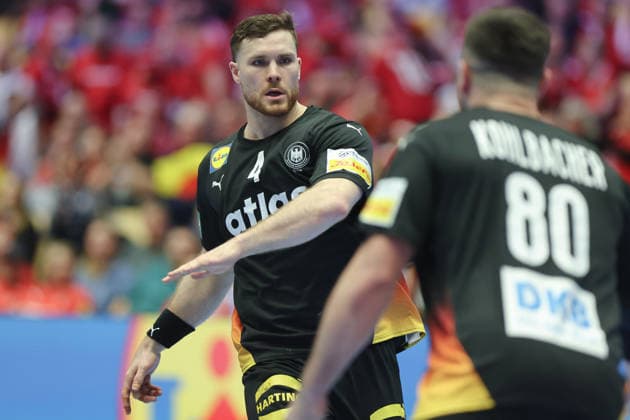 Germany Norway, EHF European Handball Championship 2026 Johannes Golla Germany, 4 and Jannik Kohlbacher Germany, 80 Handball EHF European Championship, international match between Germany and Norway on January 24, 2026 in Herning Denmark , Herning Denmark Jyske Bank Boxen