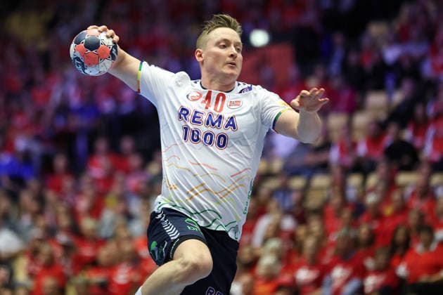Germany Norway, EHF European Handball Championship 2026 August Pedersen Norway, 40 Handball EHF European Championship, international match between Germany and Norway on January 24, 2026 in Herning Denmark , Herning Denmark Jyske Bank Boxen