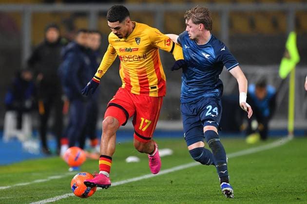 Lecce s right back Danilo Veiga (17 US Lecce) and Lazio s Central Midfielder Kenneth Taylor (24 SS Lazio) in action during the Serie A Enilive soccer matchday 22 between US Lecce and SS Lazio at the Via del Mare Stadium in Lecce, Italy, Saturday, January 24, 2026. (Credit Image: Giovanni Evangelista LaPresse)  Copyright: xGiovannixEvangelista LaPressex