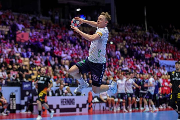 40Pedersen, August in action Match between NORWAY VS GERMANY valid for Men s EHF EURO 2026 at Jyske Bank Boxen in Herning on 24 January 2026. Herning Jyske Bank Boxen Herning Denmark Copyright: xIMAGOx xPRIMExSPORTSxIMAGESx xANGELOxMOREIRAx