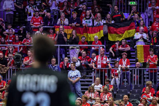 GERMANY FANS in action Match between NORWAY VS GERMANY valid for Men s EHF EURO 2026 at Jyske Bank Boxen in Herning on 24 January 2026. Herning Jyske Bank Boxen Herning Denmark Copyright: xIMAGOx xPRIMExSPORTSxIMAGESx xANGELOxMOREIRAx