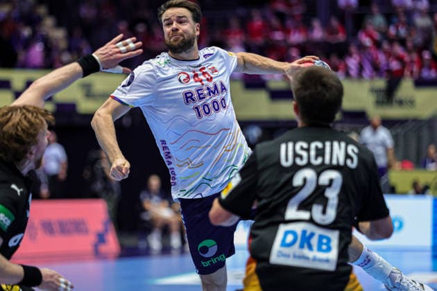 45Schonningsen, Simen in action Match between NORWAY VS GERMANY valid for Men s EHF EURO 2026 at Jyske Bank Boxen in Herning on 24 January 2026. Herning Jyske Bank Boxen Herning Denmark Copyright: xIMAGOx xPRIMExSPORTSxIMAGESx xANGELOxMOREIRAx