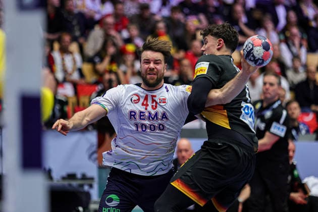 45Schonningsen, Simen in action Match between NORWAY VS GERMANY valid for Men s EHF EURO 2026 at Jyske Bank Boxen in Herning on 24 January 2026. Herning Jyske Bank Boxen Herning Denmark Copyright: xIMAGOx xPRIMExSPORTSxIMAGESx xANGELOxMOREIRAx