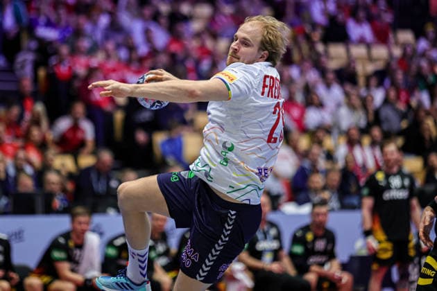 29Fredriksen, Magnus in action Match between NORWAY VS GERMANY valid for Men s EHF EURO 2026 at Jyske Bank Boxen in Herning on 24 January 2026. Herning Jyske Bank Boxen Herning Denmark Copyright: xIMAGOx xPRIMExSPORTSxIMAGESx xANGELOxMOREIRAx