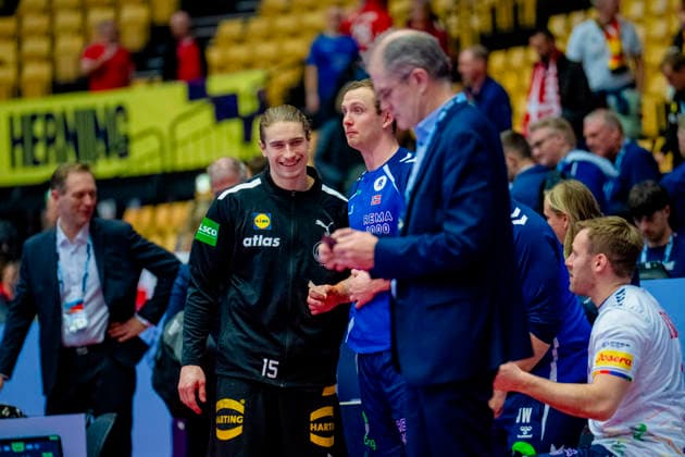 Handball European Championship 2026 Germany Norway Herning, Denmark 20260124 Germany s Juri Knorr and Sander Sagosen after the European Championship handball match between Germany and Norway at the Boxen arena in Herning Photo Stian Lysberg Solum NTB Herning Denmark EDITORIAL USE ONLY RESTRICTED USE FOR BETTING COMPANIES  Copyright: xStianxLysbergxSolumx xNTBx