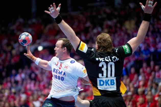European Men s Handball Championship Germany Norway Norway s Sander Sagosen in action with Germany s Tom Kiesler during the men s handball match between Germany and Norway in EHF Euro 2026 group B at Jyske Bank Boxen in Herning, Saturday, January 24, 2026 Photo Bo Amstrup Ritzau Scanpix , Herning Denmark Mors  Copyright: BoxAmrstrupx xRitzauxScanpix BoxAmstrupx spdk20260124-223633-L