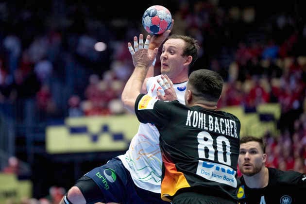EM Men s Handball Germany Norway Norway s Sander Sagosen in action with Germany s Jannik Kohlbacher during the men s handball match between Germany and Norway in EHF Euro 2026 Group B at Jyske Bank Boxen in Herning, Saturday, January 24, 2026 Photo Bo Amstrup Ritzau Scanpix , Herning Denmark Mors  Copyright: BoxAmrstrupx xRitzauxScanpix BoxAmstrupx spdk20260124-223104-L