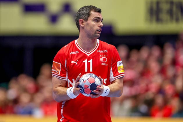24 01 2026, Handball, Men s EHF EURO 2026, Denmark Spain, Jyske Bank Boxen in Herning, Denmark, Main Round Rasmus Lauge Schmidt Denmark 11 Denmark
