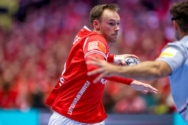 24 01 2026, Handball, Men s EHF EURO 2026, Denmark Spain, Jyske Bank Boxen in Herning, Denmark, Main Round Mathias Gidsel Denmark 19 Denmark