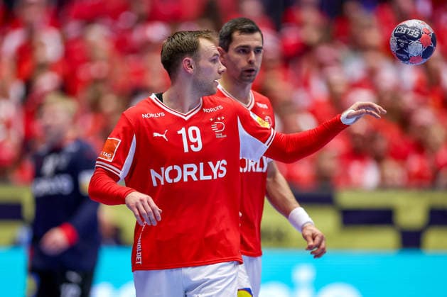 24 01 2026, Handball, Men s EHF EURO 2026, Denmark Spain, Jyske Bank Boxen in Herning, Denmark, Main Round Mathias Gidsel Denmark 19 Denmark