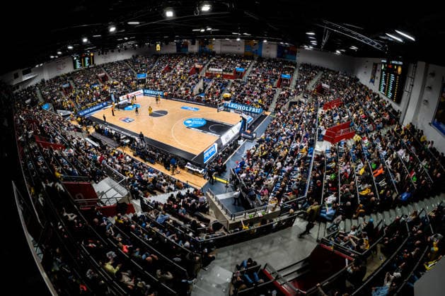 Ludwigsburg, BBL 25 26 MHP Riesen Ludwigsburg vs Basketball Loewen Braunschweig Feature, Interior view, Venue, Arena, Spectators, Fan curve Fans Fanblock Ludwigsburg MHP Arena Baden Württemberg Germany