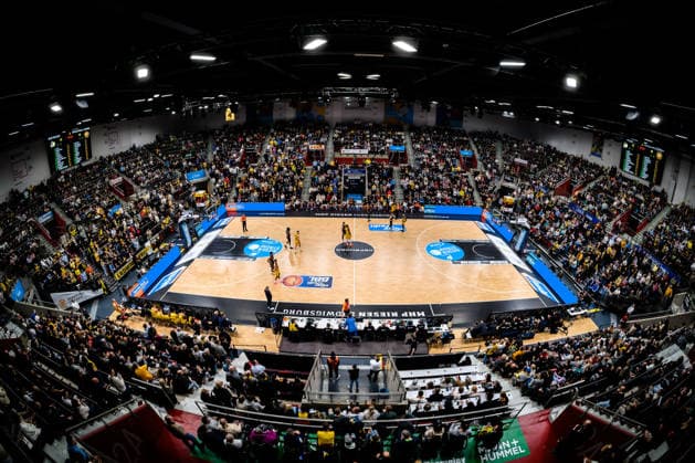 Ludwigsburg, BBL 25 26 MHP Riesen Ludwigsburg vs Basketball Loewen Braunschweig Feature, Interior view, Venue, Arena, Spectators, Fan curve Fans Fanblock Ludwigsburg MHP Arena Baden Württemberg Germany