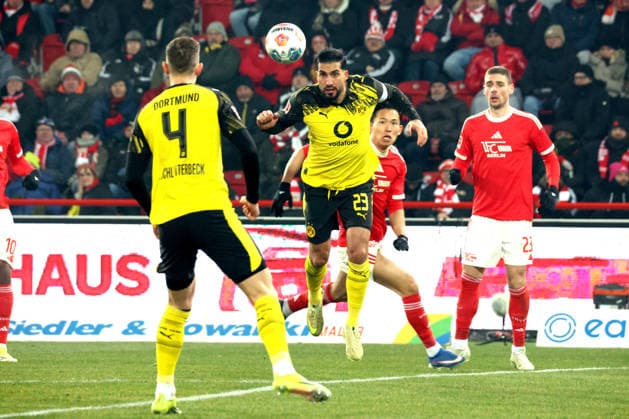 DEU, DFL, 1 FBL, 1 FC Union vs Borussia Dortmund, 24 01 2026, Stadion Alte Foersterei, Berlin, DEU, DFL, 1 FBL, 1 FC Union vs Borussia Dortmund, in picture Wooyeong Jeong 1 FC Union Berlin 11 , Andrej Ilic 1 FC Union Berlin 23 , Emre Can Borussia Dortmund 23 DFL regulations prohibit any use of Photographs as image sequences and or quasi video nordphotoxGmbHx xEngler nph00076