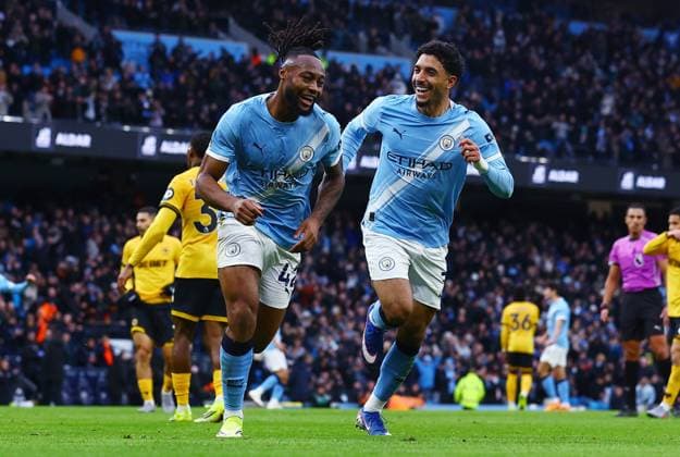 Antoine Semenyo of Manchester City celebrates scoring a goal to make it 2-0 with Omar Marmoush Manchester City v Wolverhampton Wanderers, Premier League, Football, Etihad Stadium, Manchester, UK - 24 Jan 2026Manchester Etihad Stadium United Kingdom EDITORIAL USE ONLY No use with unauthorised audio, video, data, fixture lists, club league logos or live services. Online in-match use limited to 120 images, no video emulation. No use in betting, games or single club league player publications.  Copyright: xMattxWest Shutterstockx 16425986dc
