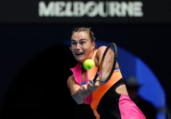 TENNIS AUSTRALIAN OPEN, Aryna Sabalenka of Belarus in action during the Women™s 4th round match against Victoria Mboko of Canada on day 8 of the 2026 Australian Open tennis tournament at Melbourne Park in Melbourne, Sunday, January 25, 2026. ( NO ARCHIVING MELBOURNE VICTORIA AUSTRALIA  Copyright: xROBxPREZIOSOx 20260125186004095380