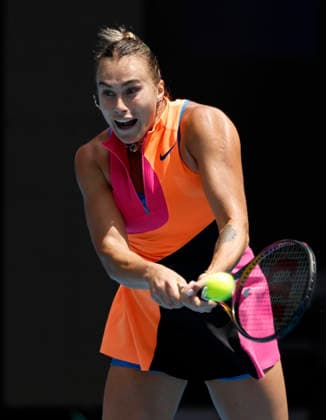 TENNIS AUSTRALIAN OPEN, Aryna Sabalenka of Belarus in action during the Women™s 4th round match against Victoria Mboko of Canada on day 8 of the 2026 Australian Open tennis tournament at Melbourne Park in Melbourne, Sunday, January 25, 2026. ( NO ARCHIVING MELBOURNE VICTORIA AUSTRALIA  Copyright: xROBxPREZIOSOx 20260125135166544005