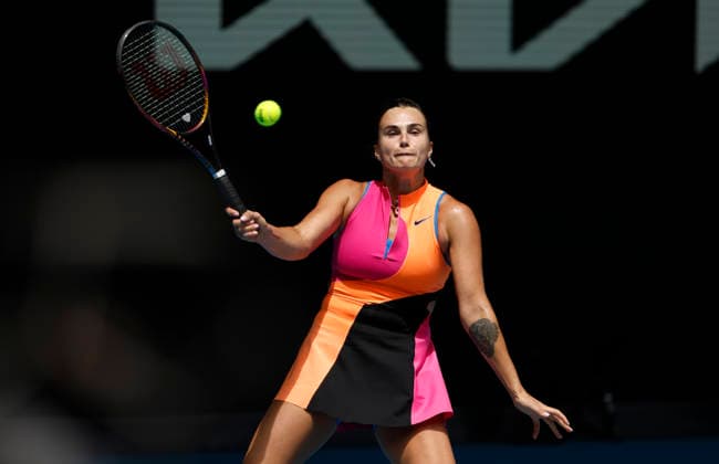 TENNIS AUSTRALIAN OPEN, Aryna Sabalenka of Belarus in action during the Women™s 4th round match against Victoria Mboko of Canada on day 8 of the 2026 Australian Open tennis tournament at Melbourne Park in Melbourne, Sunday, January 25, 2026. ( NO ARCHIVING MELBOURNE VICTORIA AUSTRALIA  Copyright: xROBxPREZIOSOx 20260125116431516014