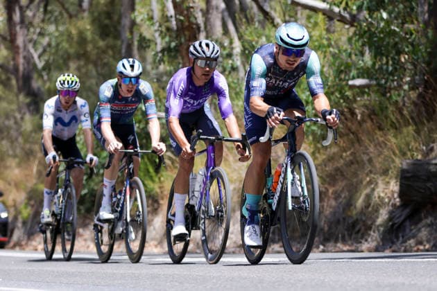 CYCLING TOUR DOWN UNDER, Breakaway group of Robert Stannard of Bahrain Victorious, Lucas Plapp of Team Jayco AlUla, Pascal Eenkhoorn of Soudal Quick-Step and Pavel Novak of Movistar Team during stage 5, Stirling circuit, 169.8km of the 2026 Men s Tour Down Under professional road bicycle race in Adelaide, Sunday, January 25, 2026. ( NO ARCHIVING, EDITORIAL USE ONLY ADELAIDE SOUTH AUSTRALIA AUSTRALIA  Copyright: xMATTxTURNERx 20260125151171924542