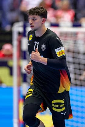 24 01 2026, Handball, Men s EHF EURO 2026, Germany Norway, Jyske Bank Boxen in Herning, Denmark, Main Round Marko Grgic Germany 71 cheering after the goal Denmark