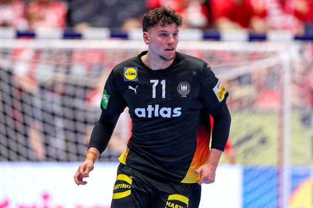 24 01 2026, Handball, Men s EHF EURO 2026, Germany Norway, Jyske Bank Boxen in Herning, Denmark, Main Round Marko Grgic Germany 71 cheering after the goal Denmark