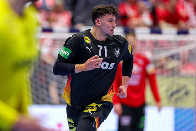 24 01 2026, Handball, Men s EHF EURO 2026, Germany Norway, Jyske Bank Boxen in Herning, Denmark, Main Round Marko Grgic Germany 71 cheering after the goal Denmark