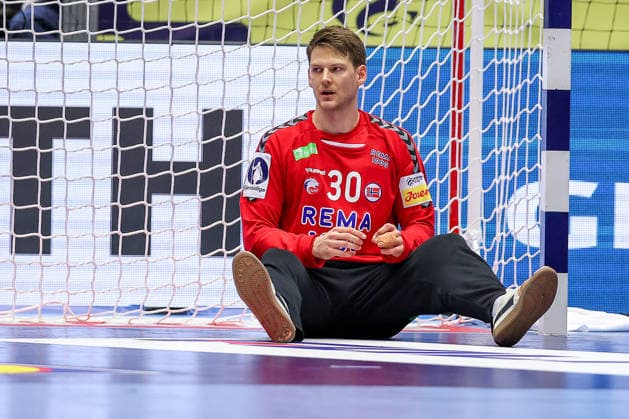 24 01 2026, Handball, Men s EHF EURO 2026, Germany Norway, Jyske Bank Boxen in Herning, Denmark, Main Round Torbjorn Sittrup Bergerud Norway 30 disappointed disappointment Denmark
