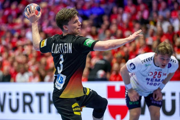 24 01 2026, Handball, Men s EHF EURO 2026, Germany Norway, Jyske Bank Boxen in Herning, Denmark, Main Round Nils Lichtlein Germany 03 Denmark