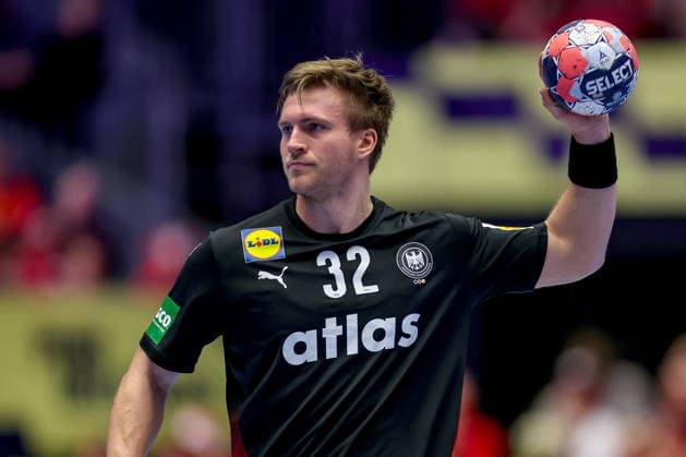24 01 2026, Handball, Men s EHF EURO 2026, Germany Norway, Jyske Bank Boxen in Herning, Denmark, Main Round Franz Semper Germany 32 Denmark