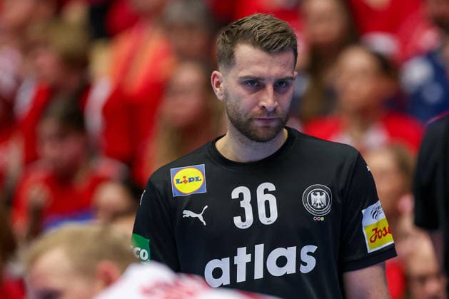 24 01 2026, Handball, Men s EHF EURO 2026, Germany Norway, Jyske Bank Boxing in Herning, Denmark, Main Round Lukas Mertens Germany 36 disappointed disappointment Denmark