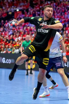 24 01 2026, Handball, Men s EHF EURO 2026, Germany Norway, Jyske Bank Boxen in Herning, Denmark, Main Round Jannik Kohlbacher Germany 80 Denmark