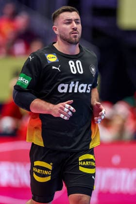 24 01 2026, Handball, Men s EHF EURO 2026, Germany Norway, Jyske Bank Boxen in Herning, Denmark, Main Round Jannik Kohlbacher Germany 80 Denmark