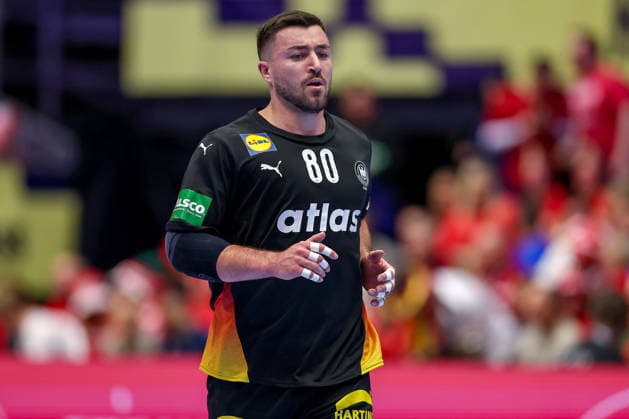 24 01 2026, Handball, Men s EHF EURO 2026, Germany Norway, Jyske Bank Boxen in Herning, Denmark, Main Round Jannik Kohlbacher Germany 80 Denmark