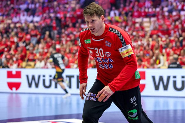 24 01 2026, Handball, Men s EHF EURO 2026, Germany Norway, Jyske Bank Boxen in Herning, Denmark, Main Round Torbjorn Sittrup Bergerud Norway 30 Denmark