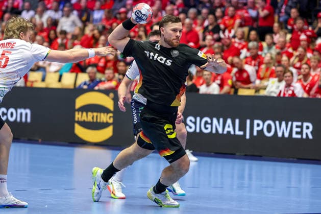 24 01 2026, Handball, Men s EHF EURO 2026, Germany Norway, Jyske Bank Boxen in Herning, Denmark, Main Round Johannes Golla Germany 04 Denmark