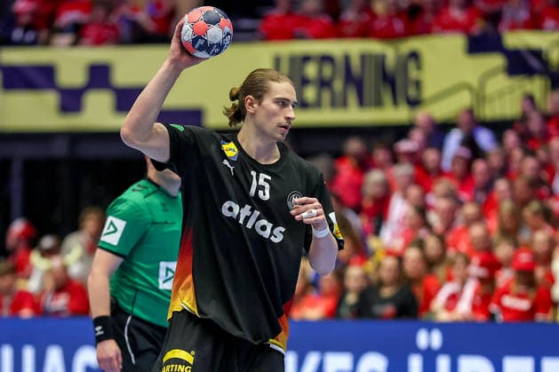 24 01 2026, Handball, Men s EHF EURO 2026, Germany Norway, Jyske Bank Boxen in Herning, Denmark, Main Round Juri Knorr Germany 15 Denmark